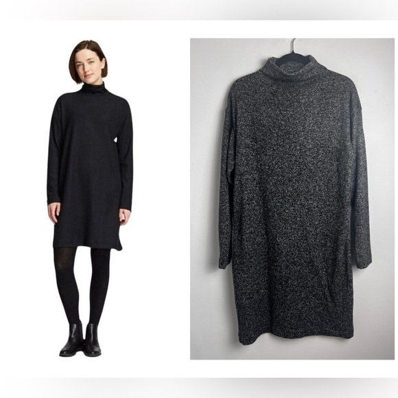 UNIQLO Women's S Charcoal Gray Long Sleeve Lightweight Sweater Minimalist Dress - Picture 1 of 10